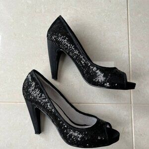 Black sequin heels size 5